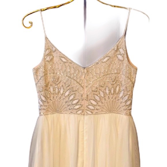 Adrianna Papell x BHLDN Violetta Off White Pink Beaded Bodice Wedding Prom Gown - Picture 5 of 10